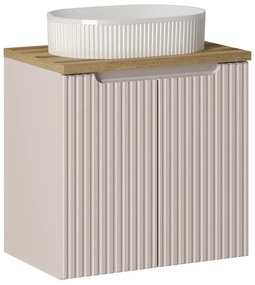 Závěsná skříňka Nova Cashmere Beyond I s deskou a umyvadlem 60 cm kašmírová/dub evoke