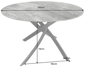 Jedálenský stôl ALPINE – okrúhly, keramická doska, taupe 120 cm, výška 76 cm