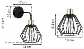 Nástenné svietidlo Nuvola 5, 1x čierne drôtené tienidlo, g