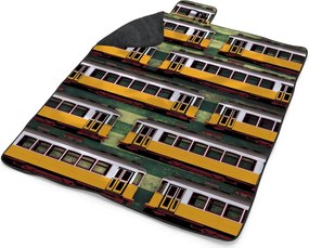 Sablio Plážová deka Lisabonské historické električky Zelený Pattern: 200x140 cm