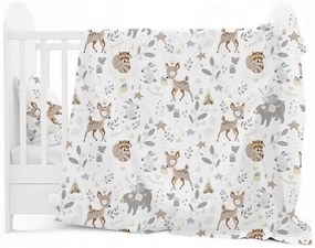 Detské bavlnené obliečky do postieľky 120x90 cm BABYMAM PREMIUM - Srnček a priatelia