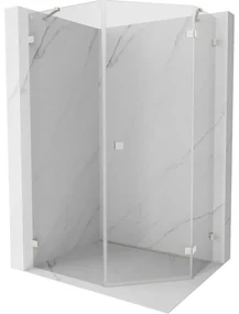 Mexen Lunar, päťuholníkový sprchový kút s pravým sklonom 80 x 90 cm, 8mm číre sklo, oceľový profil, 831-080P-090L-97-00-P