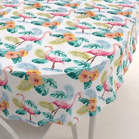 Biante Dekoračný oválny obrus Leona LN-018 Plameniaky a tropické rastliny 130x180 cm