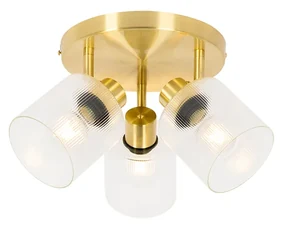 Stropné bodové svietidlo zlaté so sklom 3-svetlo nastaviteľné okrúhle -  Laura | BIANO