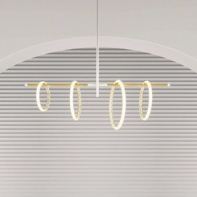 Závesné LED svietidlo Ulaop, štyri kruhy, biele