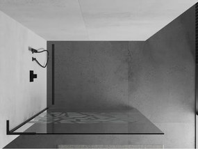 Mexen Kioto L, sprchová zástena Walk-In 80 x 200 cm, 8mm číre sklo biely vzor, čierny profil, 800-080-103-70-85