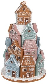 Svietiaca perníková veža z farebných chalúpok Gingerbread House - Ø 19*28 cm / 3*AAA