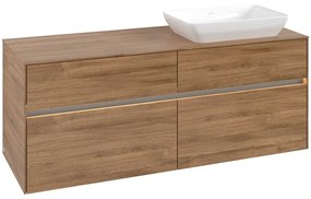 VILLEROY &amp; BOCH Collaro závesná skrinka pod umývadlo na dosku (umývadlo vpravo), 4 zásuvky, s LED osvetlením, 1400 x 500 x 548 mm, Oak Kansas, C118B0RH