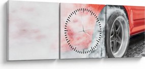 Obraz - Závodné auto (s hodinami) (90x30 cm)