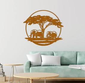 Drevený obraz slonej rodiny - Čerešňa