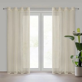 Záclona na kruhy s romantickým háčkovaným ažúrovým vzorom - béžová Šírka: 140 cm | Dĺžka: 250 cm