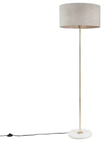 Stojaca lampa mosadz s sivým tienidlom 50 cm - Kaso