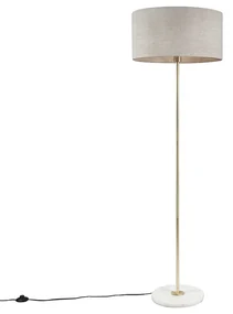 Stojaca lampa mosadz s sivým tienidlom 50 cm - Kaso