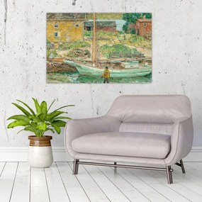 Obraz - Childe Hassam, Oyster Sloop, Cos Cob, reprodukcia (90x60 cm)