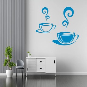 Veselá Stena Samolepka Biela a čierna káva Farba: modrá, Veľkosť: 60 x 54 cm
