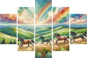 Obraz – Kone cválajúce krajinou (150x105 cm)