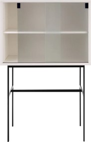 Sivobéžová vitrína s posuvnými dverami 70x109x40 cm Lekko – noo.ma