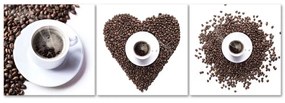Obraz na plátně třídílný Srdce z kávových zrn - 150x50 cm