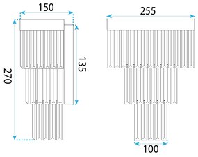 Toolight Toolight, krištáľové nástenné svietidlo, 1xE14, APP1535-1W, zlatá, OSW-06163