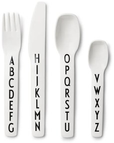 4-dielna súprava bielych detských príborov Design Letters