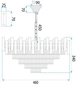 Toolight Toolight, závesné svietidlo 50cm, 7xE14, G051-CP, chrómová, OSW-08945