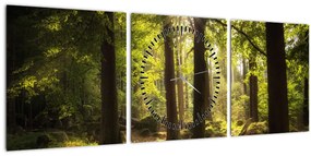 Obraz snového lesa (s hodinami) (90x30 cm)