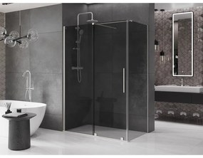 Mexen Velar, sprchový kút s posuvnými dverami 140 x 70 cm, 8mm šedé sklo, brúsená oceľ, 871-140-070-41-97
