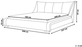 Kožená posteľ  LED 180 x 200 cm biela NANTES Beliani