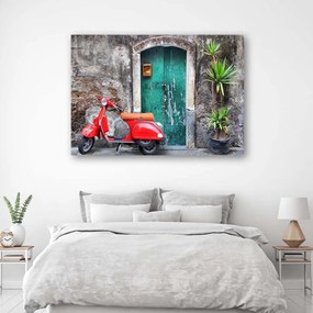 Obraz na plátně Červený skútr Toscana - 100x70 cm