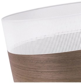Závesné svietidlo Wood, 1x hnedá orechová dýha/biele PVC tienidlo, (fi 30cm)