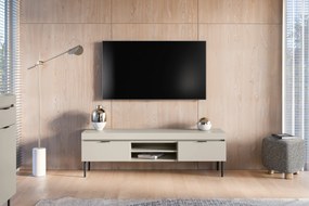 TV stolík Sentia 157 cm s 2 otvorenými policami - kašmírová / čierna