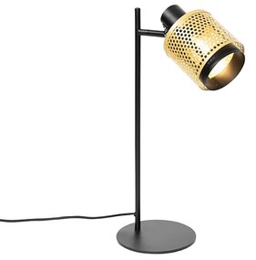 Priemyselná stolná lampa čierna so zlatom - Kayden