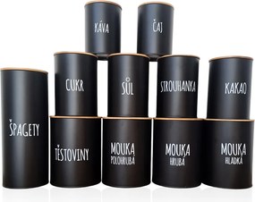 Orion 2. jakost - Dóza na potraviny, plechová, černá, s bambusovým víkem, 2,3l, TĚSTOVINY