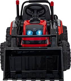 Ramiz Detský bager-traktor na batérie červený + pohyblivé rameno s lyžicou + diaľkové ovládanie + pomalý štart + FM rádio + LED