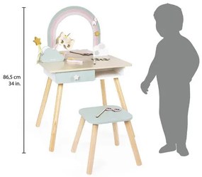 Drevený toaletný stolček s jednorožcom a stoličkou