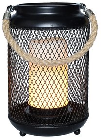 SOLIGHT Kovový lampáš s LED sviečkou, teplá biela, 3xAA, čierna, 20cm