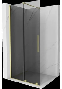 Mexen Velar posuvná sprchová stena Walk-in 75 x 200 cm, grafit 8 mm, zlatá brúsená - 871-075-000-43-55