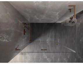 Mexen Lunar-F L, skladací sprchový kút ľavý 90 x 80 cm, 8mm číre sklo, profil medená matná, 836L-090-080-65-00-L