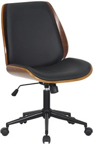Design-Shop Kancelárska stolička Mitch - koženka, drevo, podnož čierna - Čierna