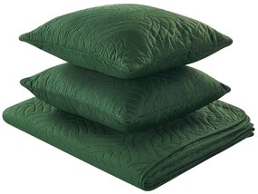 Súprava posteľnej prikrývky a vankúšov 140 x 210 cm zelená BABAK Beliani