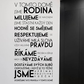 Veselá Stena Samolepka V tomto dome Farba: čierna, Veľkosť: 80 x 166 cm