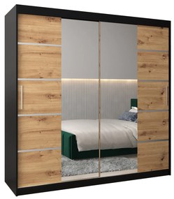 Šatníková skriňa 200 cm Verika 4 200 (čierna + dub artisan). Akcia -17%. Vlastná spoľahlivá doprava až k Vám domov. 1064308