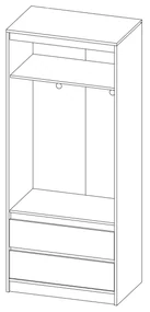 Šatníková skriňa so zásuvkami Boran 2D - dub artisan / sivá