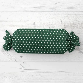 Biante Vankúš valec bonbon Sandra SA-350 Biele hviezdičky na tmavo zelenom 15x80 cm