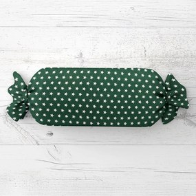 Biante Vankúš valec bonbon Sandra SA-350 Biele hviezdičky na tmavo zelenom 15x80 cm
