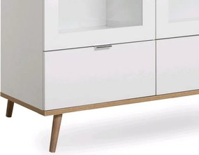 Vysoká vitrína Göteborg, biela / dub sonoma