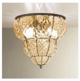 SIRU-Stropné svietidlo CLASSIC 3xE14/40W/230V pr.25 cm béžová/čierna benátske sklo