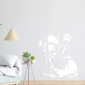 Veselá Stena Samolepka Buldog Farba: bílá, Veľkosť: 80 x 71 cm