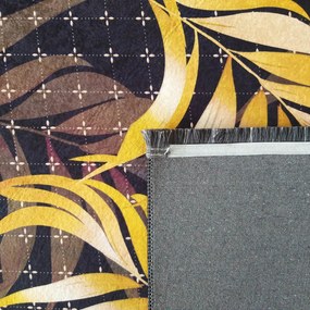 DY Čierno-zlatý koberec s motívom listov Black 08 Rozmer: 60x100 cm