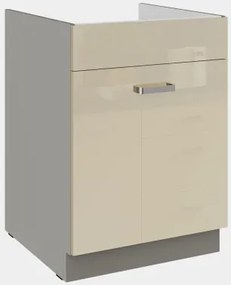 Kuchynská drezová skrinka Karmen 60ZL, 60 cm, šedá/krémová%